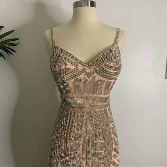 Diamond Nude Prom Dress - Picture 3 of 13